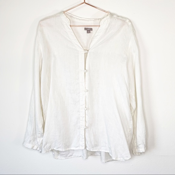 J. Jill Tops - J. Jill Linen Long Sleeve Toggle Button Blouse